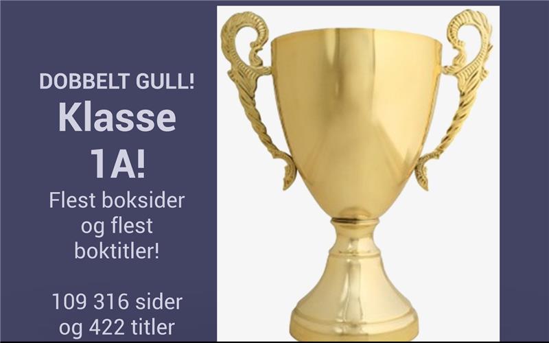 et trofé med blå bakgrunn