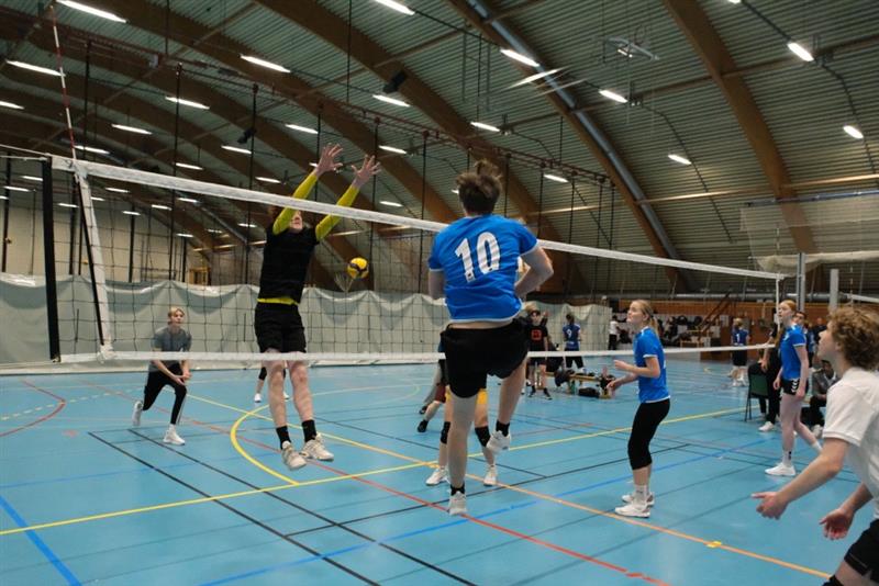 En gruppe mennesker som spiller volleyball