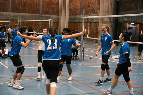 en gruppe mennesker som spiller volleyball